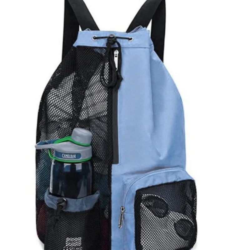 Dry Wet Separation Swim Backpack Mesh Bag for Pool Beach Swimming Travel Storage Organizer with Pockets for Towel Shoes