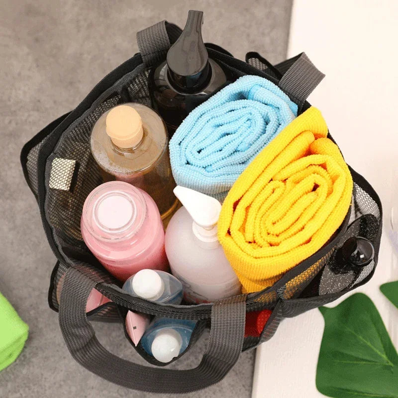 Multifunction Beach Bags Large Capacity Mesh Shower Portable for College Dorm Bathroom Tote Bag Durable with 8 Pockets Shoes Bag