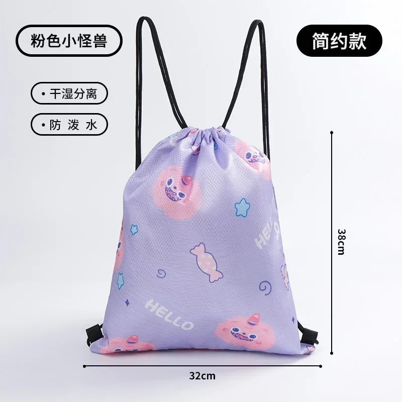 Childrens Cartoon Swimming Bag Waterproof for Kids Women Wet Dry Clothes with Shoes Goggles Storage Pouch Pool Sports Backpack