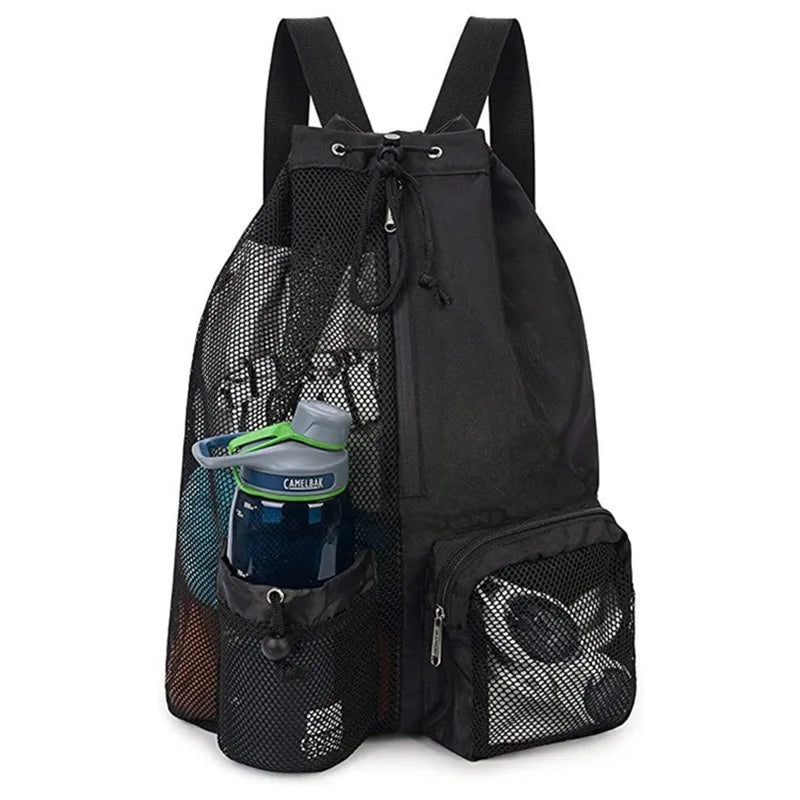 Dry Wet Separation Swim Backpack Mesh Bag for Pool Beach Swimming Travel Storage Organizer with Pockets for Towel Shoes
