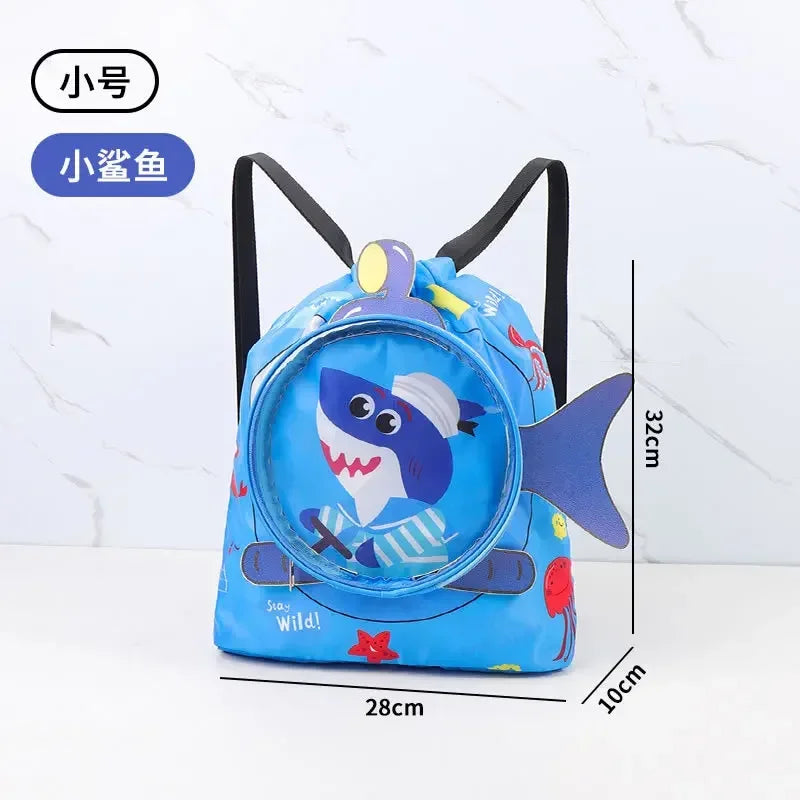 Childrens Cartoon Swimming Bag Waterproof Wet Dry Clothes with Shoes Goggles Storage Bags Pouch Backpack Swimming Accessories
