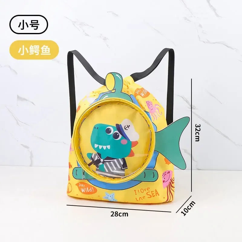 Childrens Cartoon Swimming Bag Waterproof Wet Dry Clothes with Shoes Goggles Storage Bags Pouch Backpack Swimming Accessories