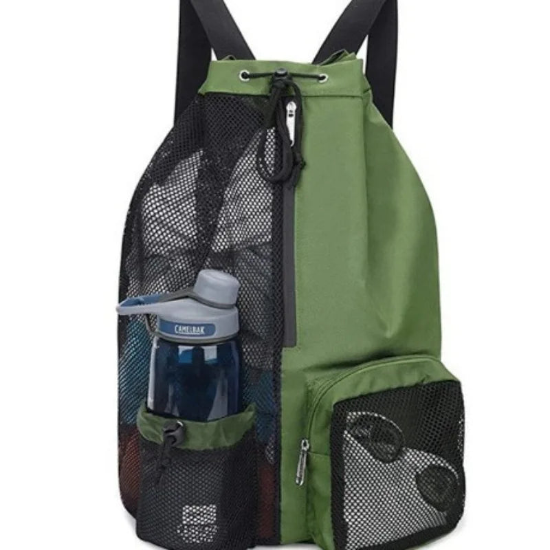 Dry Wet Separation Swim Backpack Mesh Bag for Pool Beach Swimming Travel Storage Organizer with Pockets for Towel Shoes