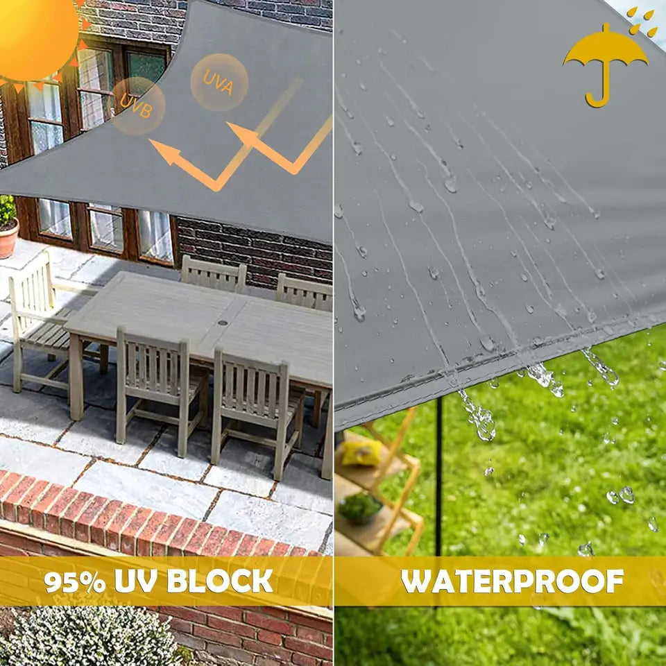 Waterproof Garden Shade Sail Right Angle Triangle Garden Canopy with Ropes UV Block Patio Sunshade Sunscreen Awnings Sun Shelter