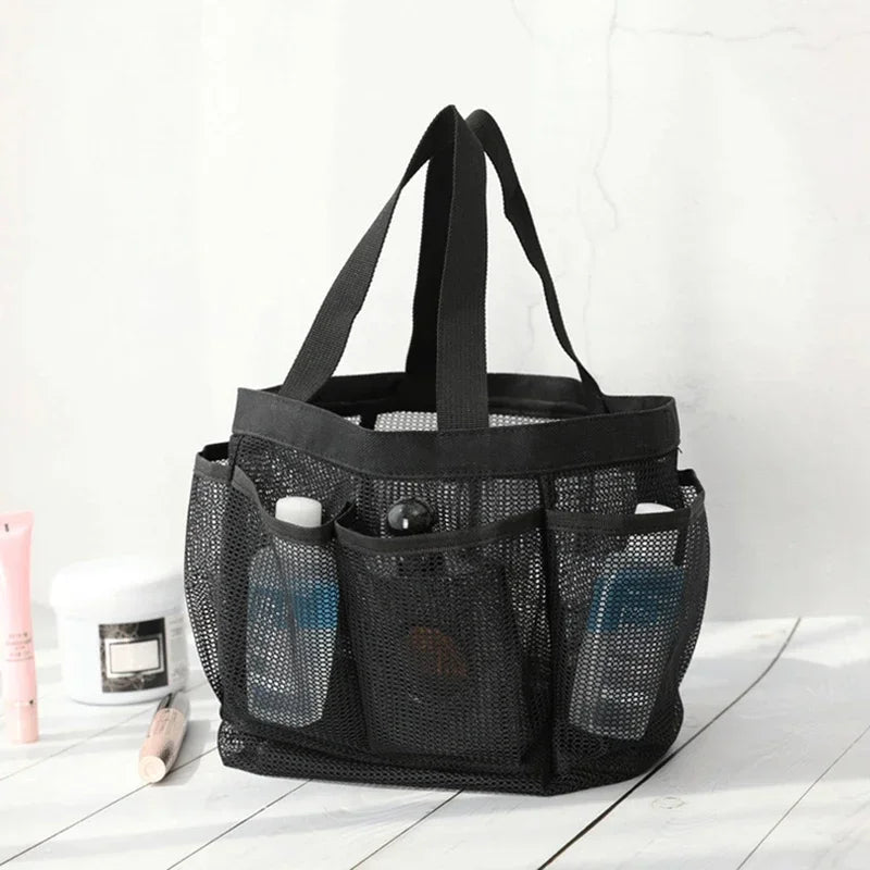 Multifunction Beach Bags Large Capacity Mesh Shower Portable for College Dorm Bathroom Tote Bag Durable with 8 Pockets Shoes Bag