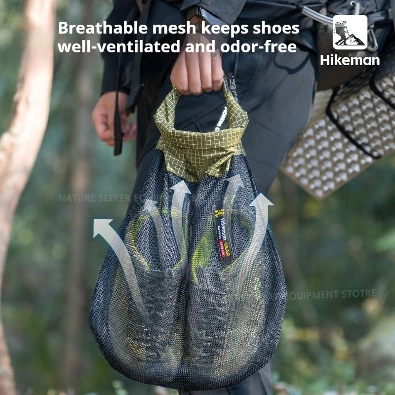 HIKEMAN Adjustable Shoe Bag Large Capacity Lightweight Storage Pouch for Outdoor Travel Hiking River Trekking Gear
