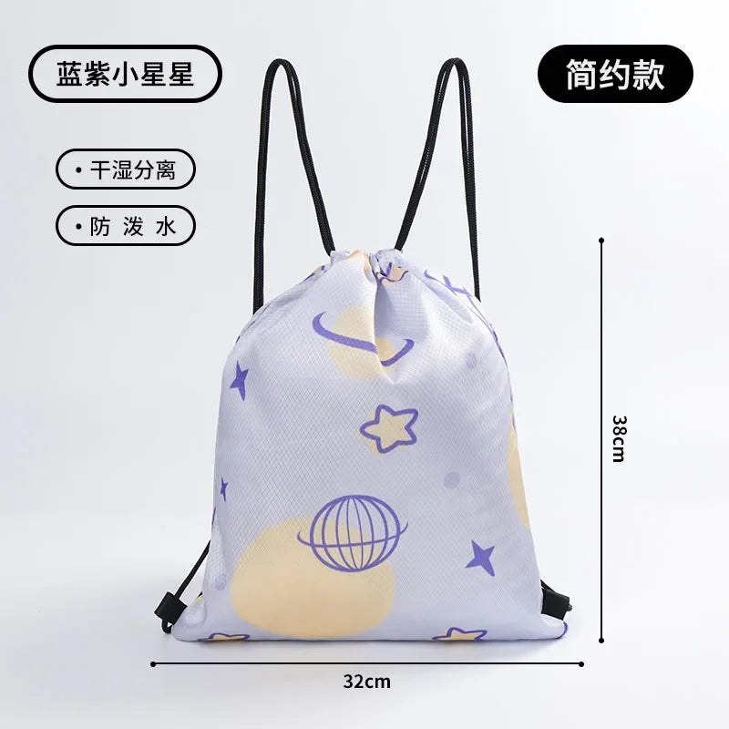 Childrens Cartoon Swimming Bag Waterproof for Kids Women Wet Dry Clothes with Shoes Goggles Storage Pouch Pool Sports Backpack