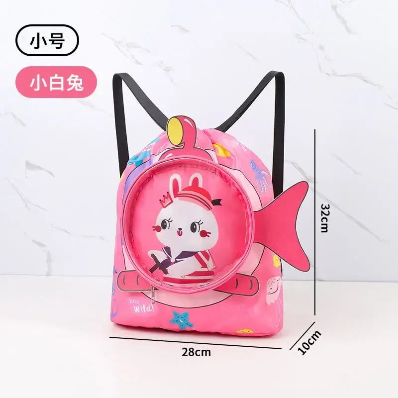 Childrens Cartoon Swimming Bag Waterproof Wet Dry Clothes with Shoes Goggles Storage Bags Pouch Backpack Swimming Accessories