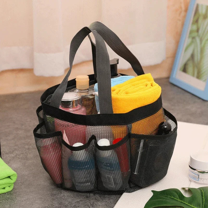 Multifunction Beach Bags Large Capacity Mesh Shower Portable for College Dorm Bathroom Tote Bag Durable with 8 Pockets Shoes Bag