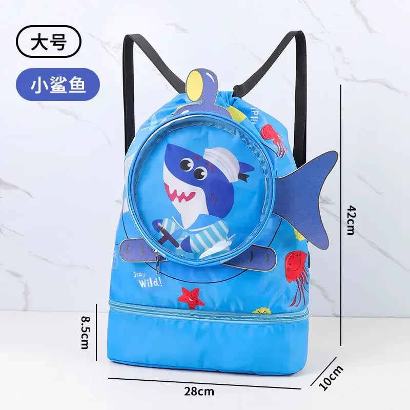 Childrens Cartoon Swimming Bag Waterproof Wet Dry Clothes with Shoes Goggles Storage Bags Pouch Backpack Swimming Accessories