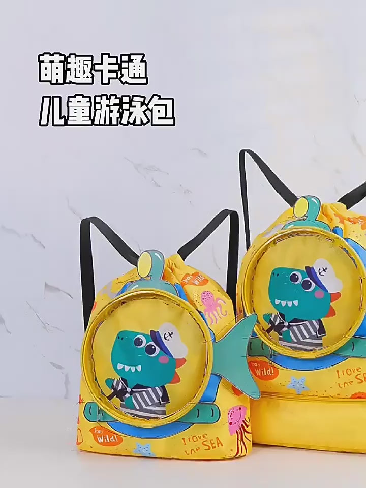 Childrens Cartoon Swimming Bag Waterproof Wet Dry Clothes with Shoes Goggles Storage Bags Pouch Backpack Swimming Accessories